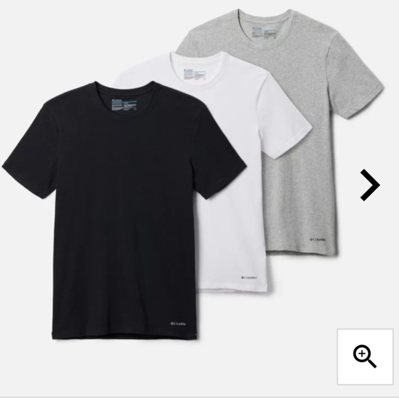 NWT 3pack Columbia t shirt Cotton Stretch Crew Tee, black white & gray Size XL - Picture 6 of 15